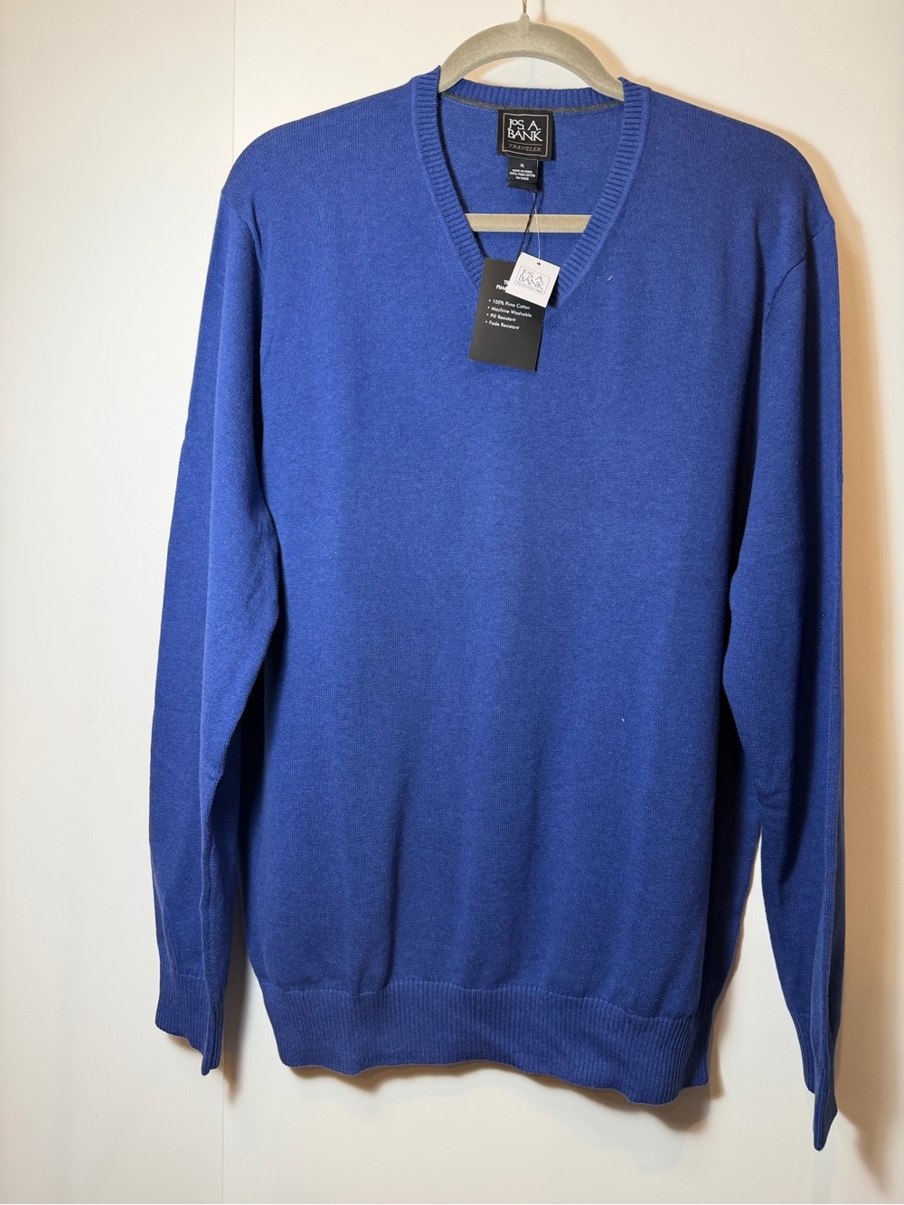 NEW Jos. A. Bank Men's Cobalt Blue V-Neck Sweater size XL
